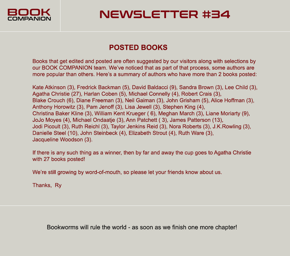 Book Companion Newsletter #34