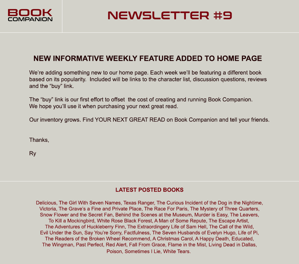 Newsletter #9